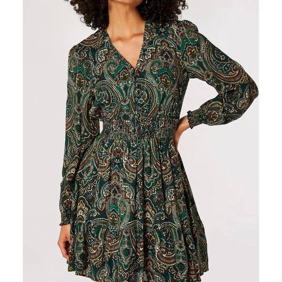 Traffic People T Drape Paisley Print Shimmer Dress SNS12002034